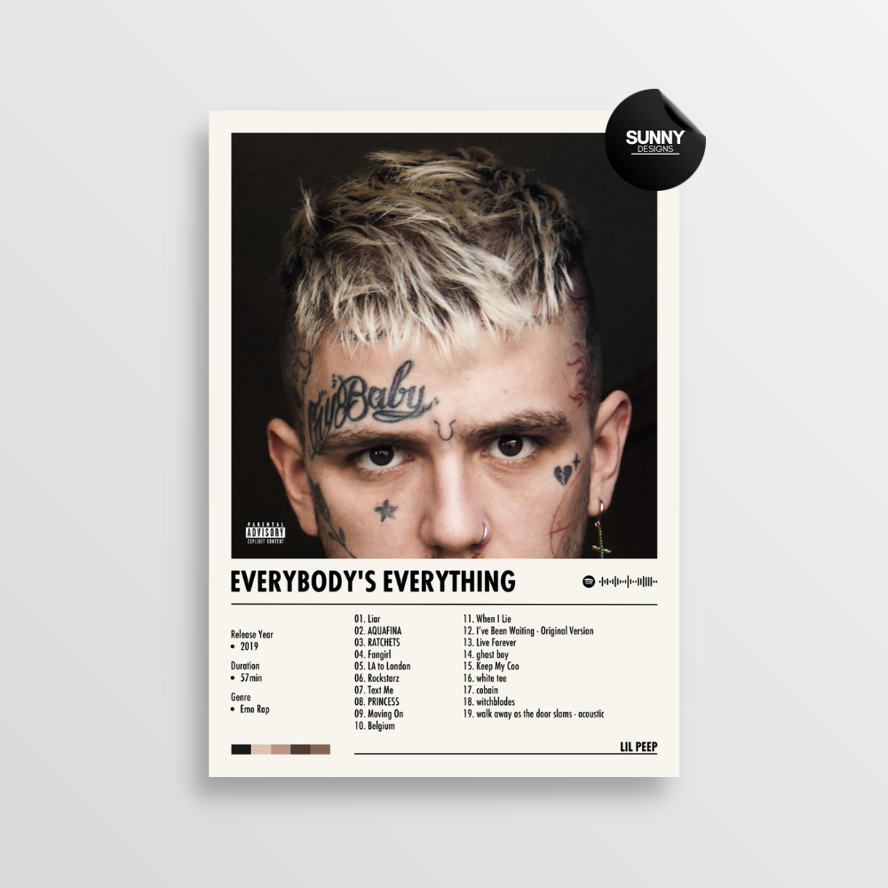 Lil Peep EVERYBODY'S EVERYTHING merch custom album cover poster music poster personalized gifts poster mockup poster template album posters for wall Sunny Designs Poster 