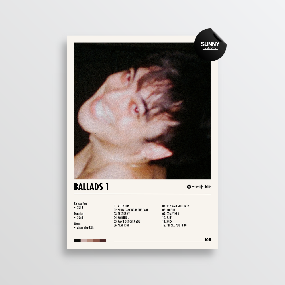 Joji BALLADS 1 merch custom album cover poster music poster personalized gifts poster mockup poster template album posters for wall Sunny Designs Poster 