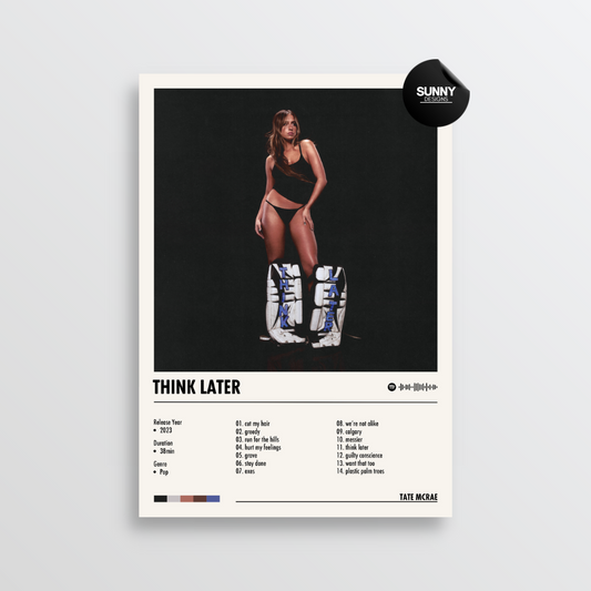 Tate McRae THINK LATER merch custom album cover poster music poster personalized gifts poster mockup poster template album posters for wall Sunny Designs Poster 