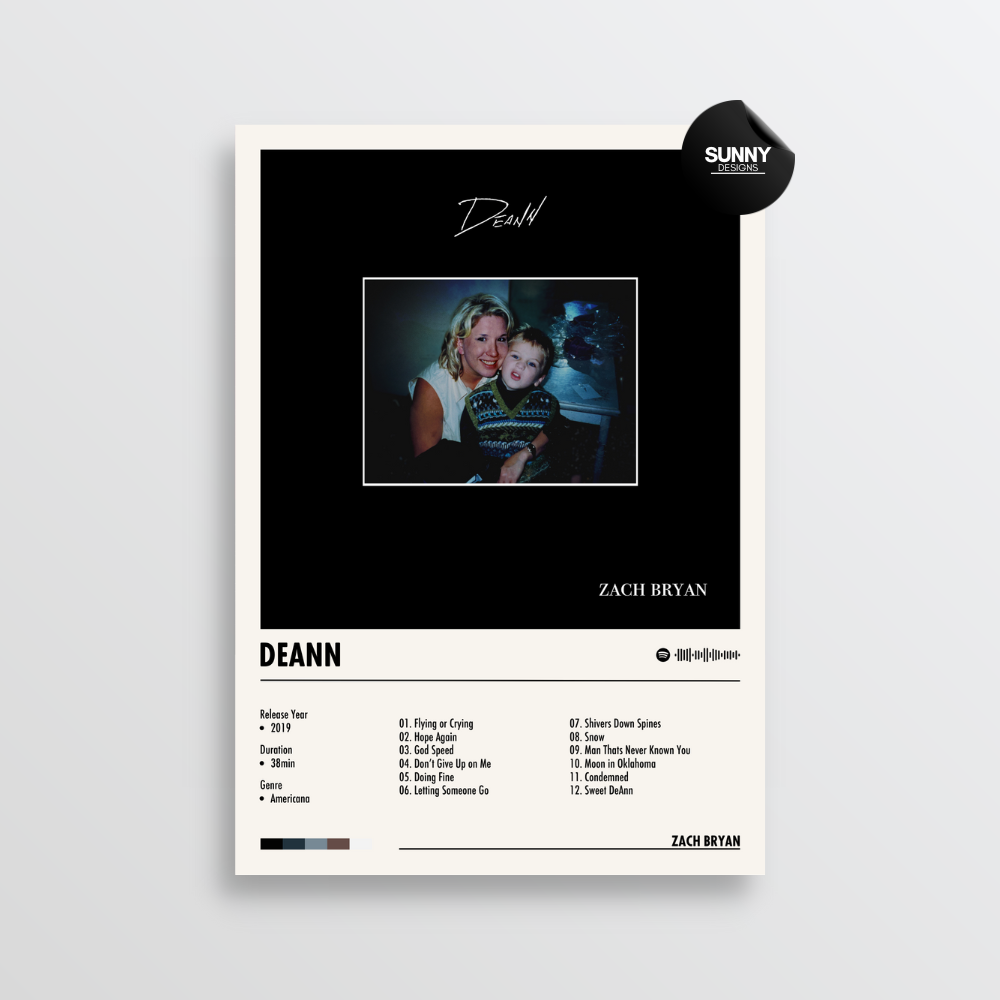 Zach Bryan DeAnn merch custom album cover poster music poster personalized gifts poster mockup poster template album posters for wall Sunny Designs Poster 