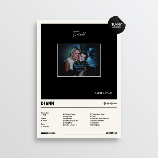 Zach Bryan DeAnn merch custom album cover poster music poster personalized gifts poster mockup poster template album posters for wall Sunny Designs Poster 