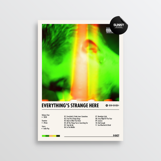 G-Eazy Everything's Strange Here merch custom album cover poster music poster personalized gifts poster mockup poster template album posters for wall tracklist Sunny Designs Poster
