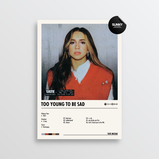 Tate McRae TOO YOUNG TO BE SAD merch custom album cover poster music poster personalized gifts poster mockup poster template album posters for wall Sunny Designs Poster 