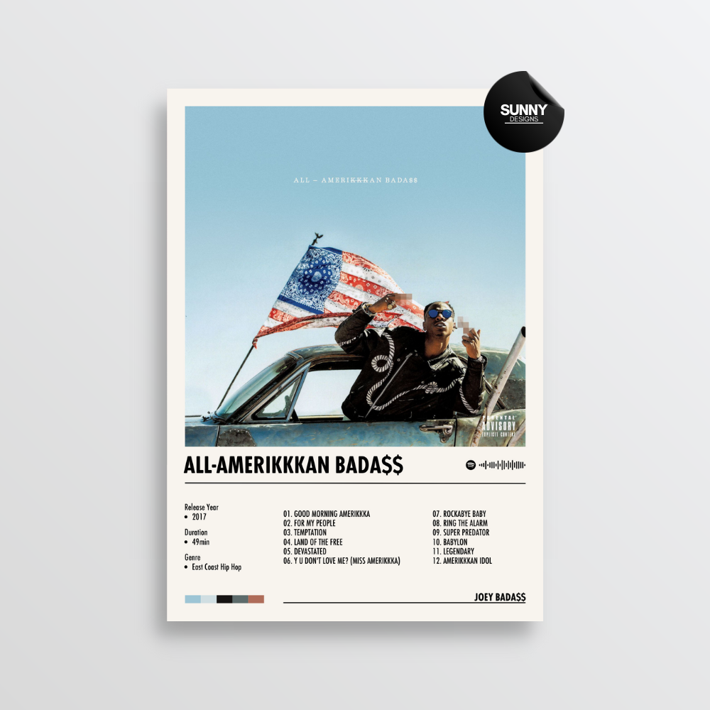 Joey BadaSS ALL-AMERIKKKAN BADASS merch custom album cover poster music poster personalized gifts poster mockup poster template album posters for wall Sunny Designs Poster 