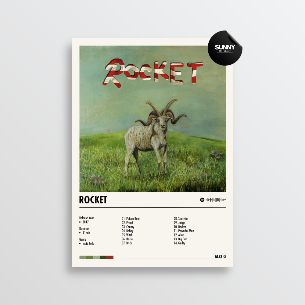 Alex G Rocket merch custom album cover poster music poster personalized gifts poster mockup poster template album posters for wall Sunny Designs Poster 