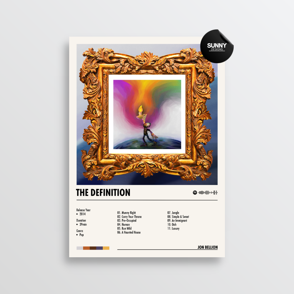 Jon Bellion The Definition merch custom album cover poster music poster personalized gifts poster mockup poster template album posters for wall Sunny Designs Poster 