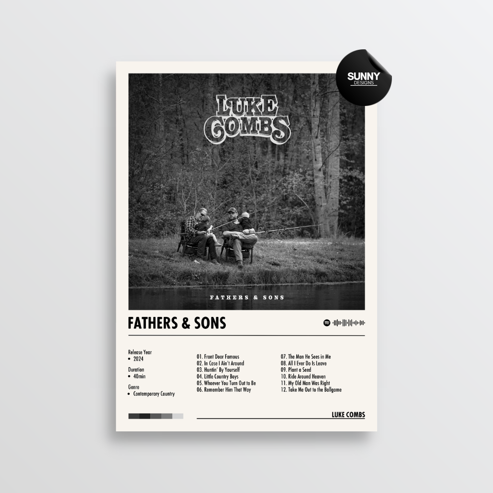 Luke Combs Fathers & Sons merch custom album cover poster music poster personalized gifts poster mockup poster template album posters for wall tracklist Sunny Designs Poster
