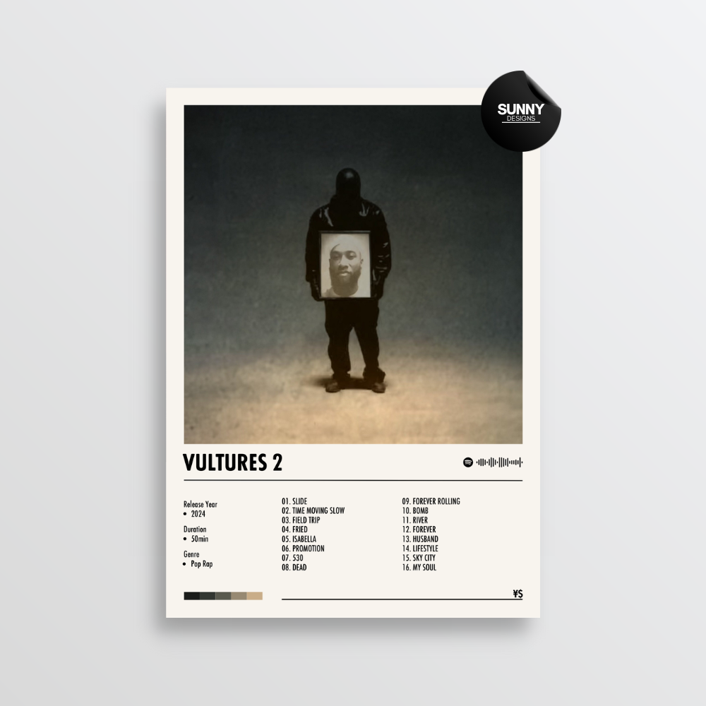 Kanye West & Ty Dolla Sign VULTURES 2 merch custom album cover poster music poster personalized gifts poster mockup poster template album posters for wall Sunny Designs Poster 