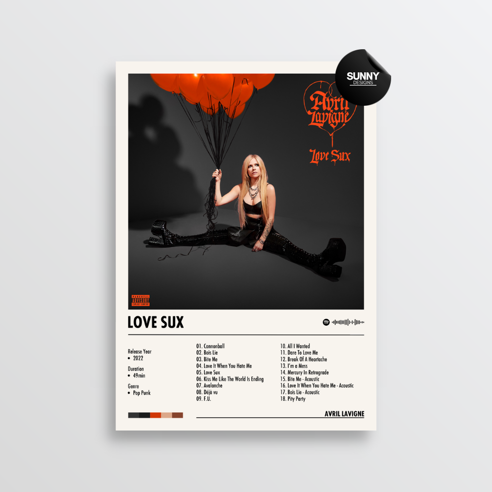 Avril Lavigne Love Sux (Deluxe) merch custom album cover poster music poster personalized gifts poster mockup poster template album posters for wall Sunny Designs Poster 