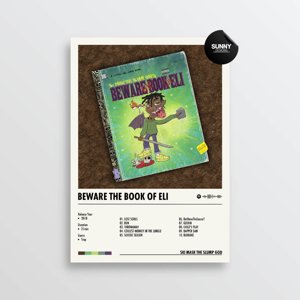 Ski Mask the Slump God BEWARE THE BOOK OF ELI merch custom album cover poster music poster personalized gifts poster mockup poster template album posters for wall Sunny Designs Poster 