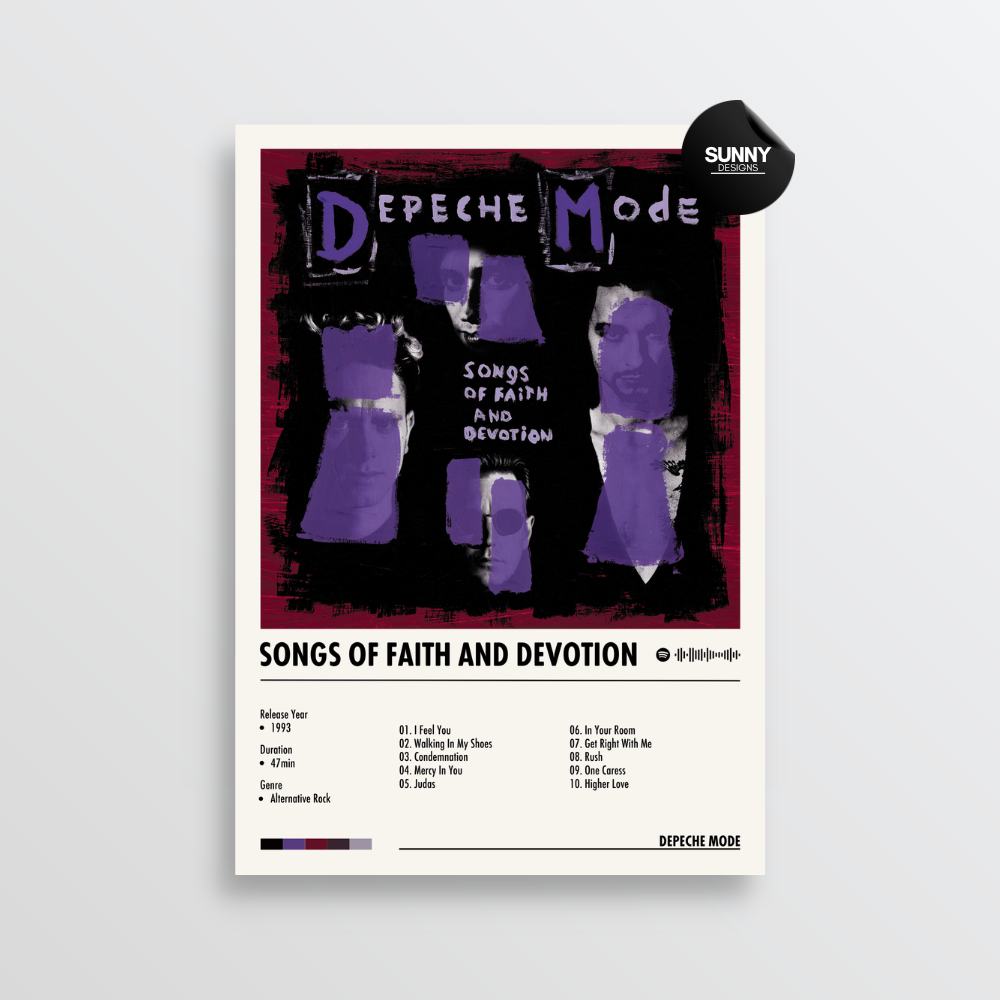 Depeche Mode Songs of Faith and Devotion merch custom album cover poster music poster personalized gifts poster mockup poster template album posters for wall tracklist Sunny Designs Poster
