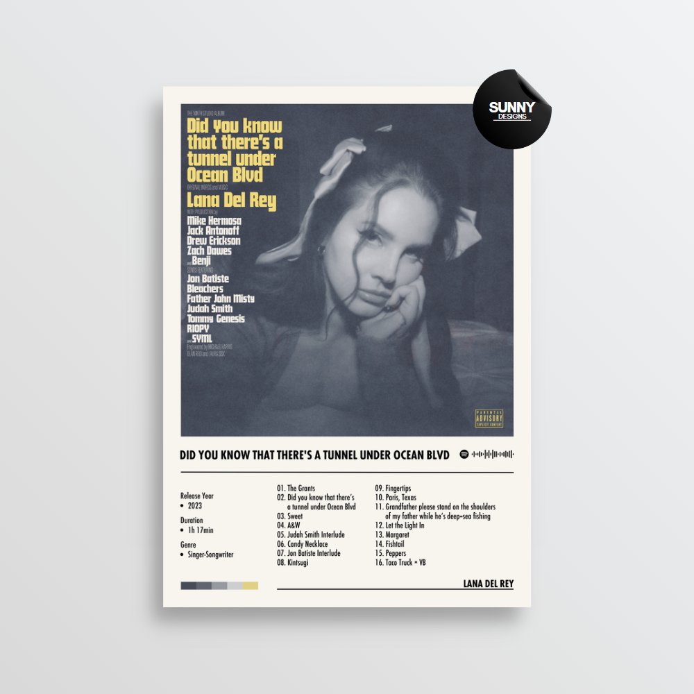 Lana Del Rey Did you know that there's a tunnel under Ocean Blvd merch custom album cover poster music poster personalized gifts poster mockup poster template Sunny Designs Poster