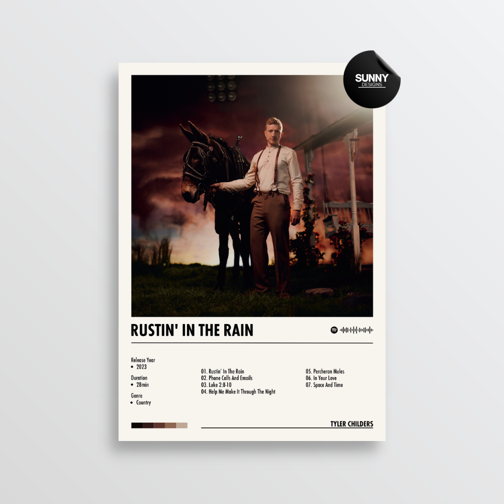 Tyler Childers Rustin' In The Rain merch custom album cover poster music poster personalized gifts poster mockup poster template album posters for wall Sunny Designs Poster
