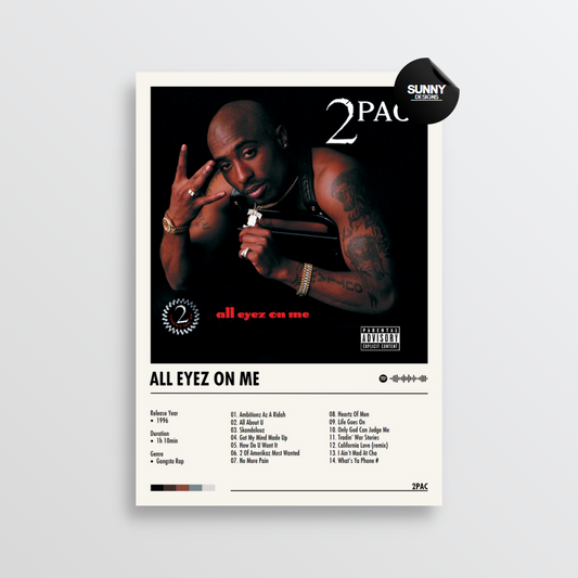 Tupac All Eyez On Me merch custom album cover poster music poster personalized gifts poster mockup poster template Sunny Designs Poster 