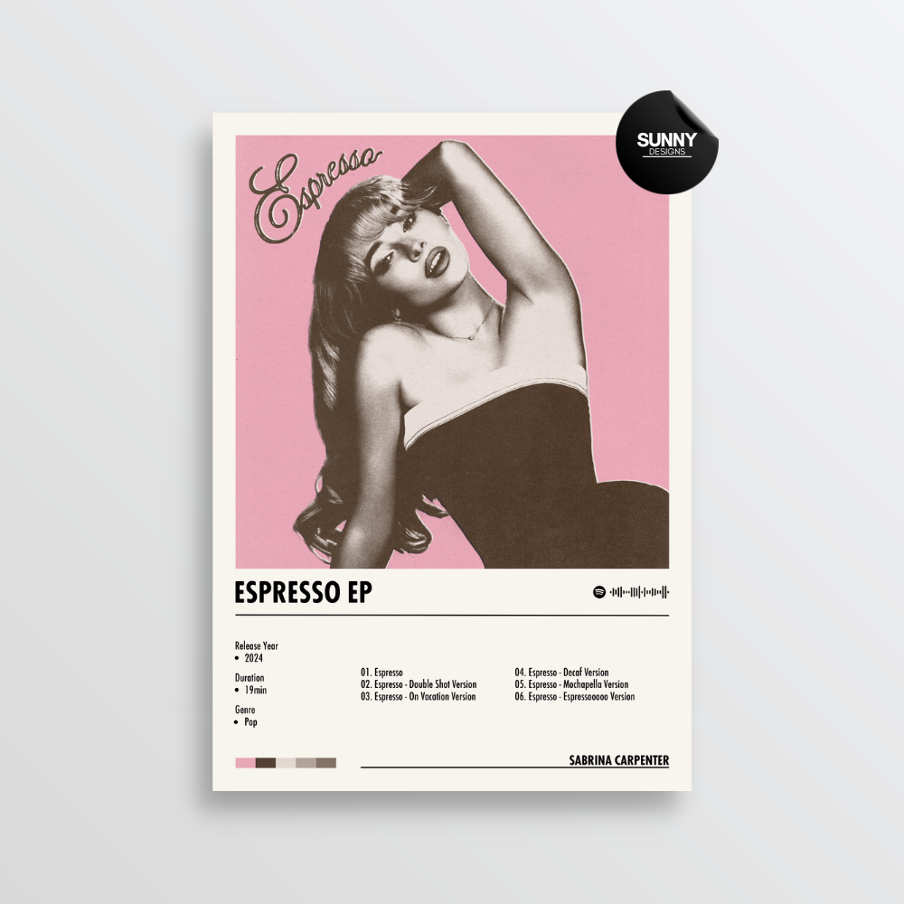 Sabrina Carpenter Espresso EP merch custom album cover poster music poster personalized gifts poster mockup poster template album posters for wall Sunny Designs Poster 