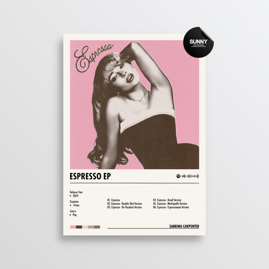 Sabrina Carpenter Espresso EP merch custom album cover poster music poster personalized gifts poster mockup poster template album posters for wall Sunny Designs Poster 