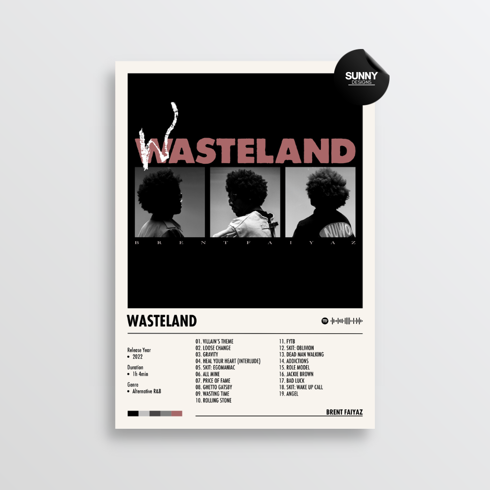 Brent Faiyaz WASTELAND merch custom album cover poster music poster personalized gifts poster mockup poster template album posters for wall Sunny Designs Poster
