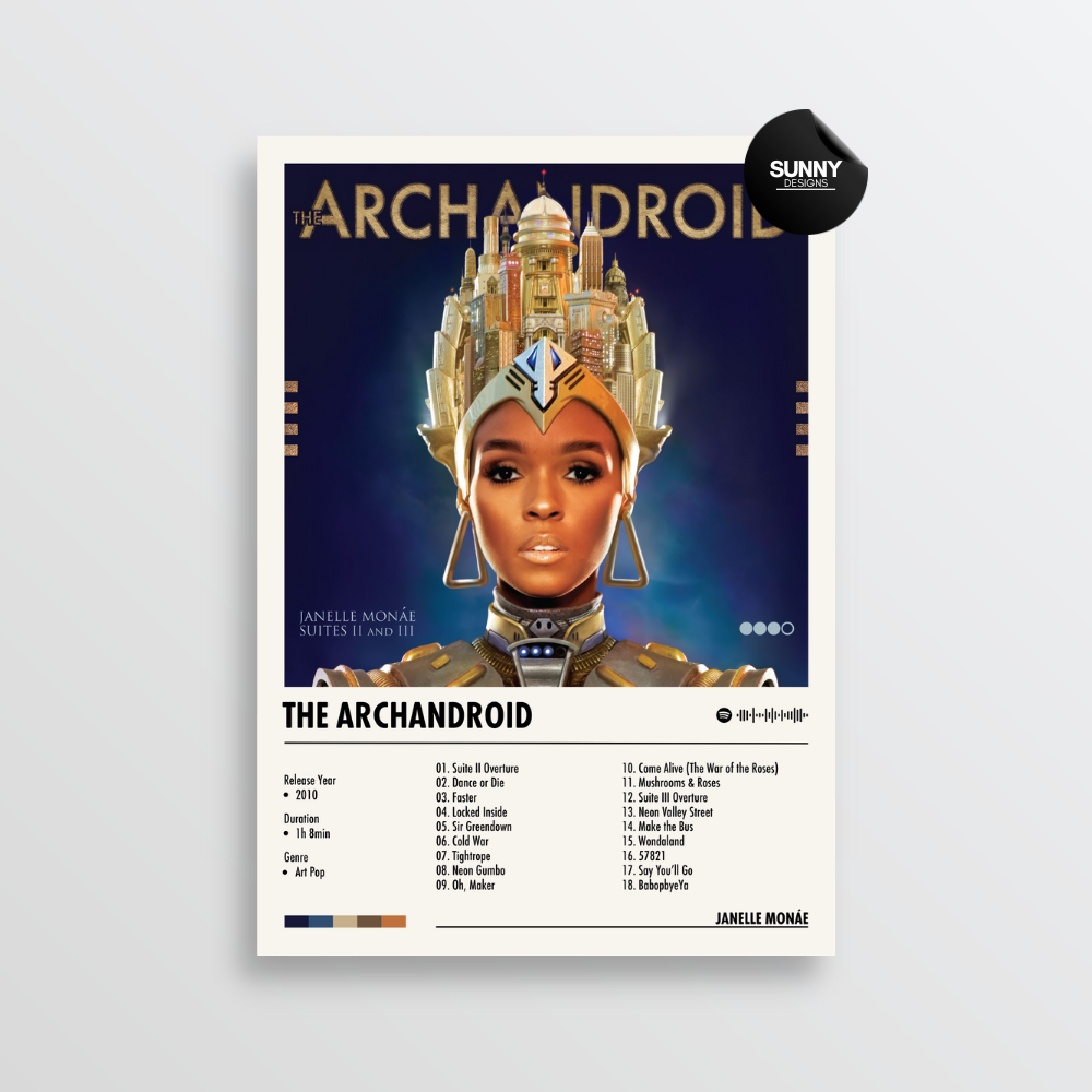 Janelle Monae The ArchAndroid merch custom album cover poster music poster personalized gifts poster mockup poster template album posters for wall Sunny Designs Poster 