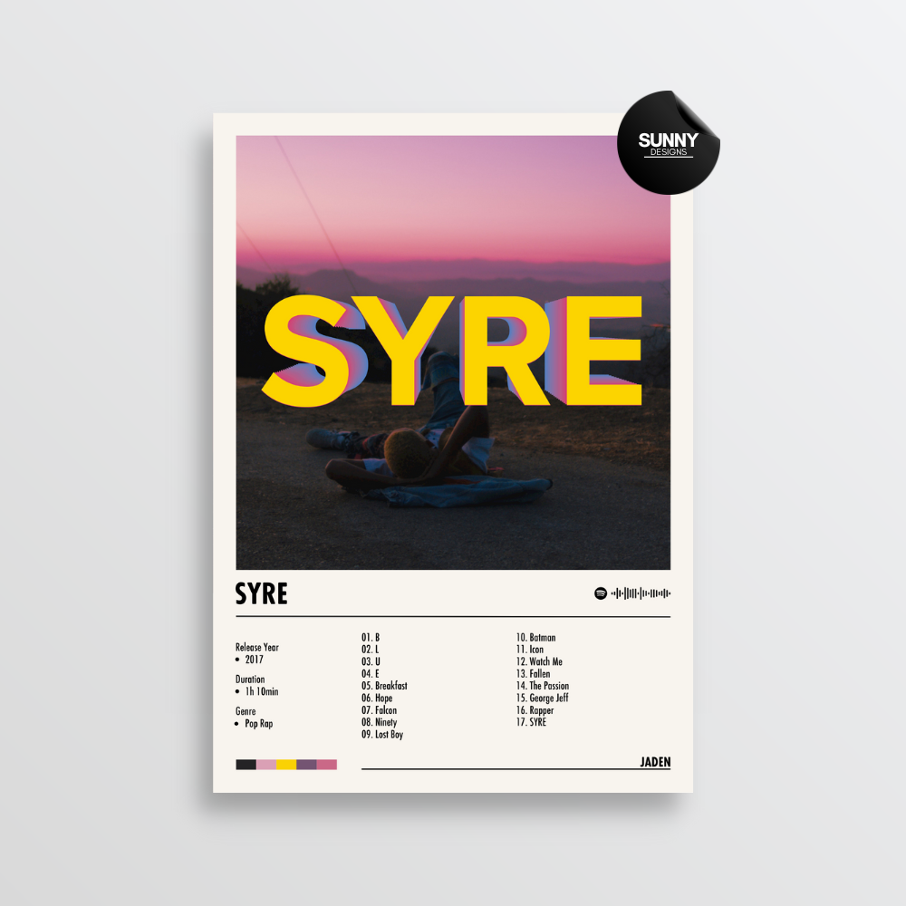 Jaden Smith SYRE merch custom album cover poster music poster personalized gifts poster mockup poster template album posters for wall Sunny Designs Poster 