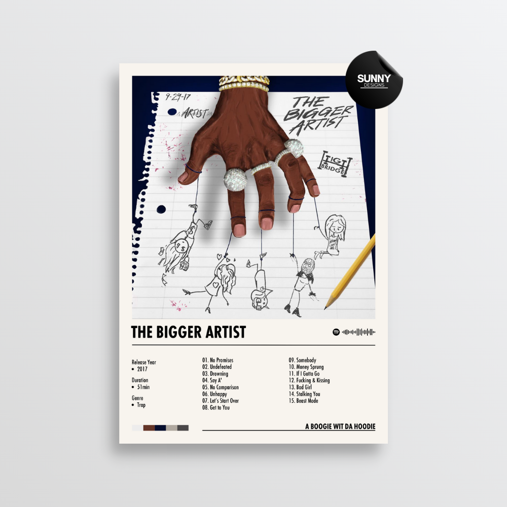 A Boogie Wit da Hoodie The Bigger Artist merch custom album cover poster music poster personalized gifts poster mockup poster template album posters for wall Sunny Designs Poster 