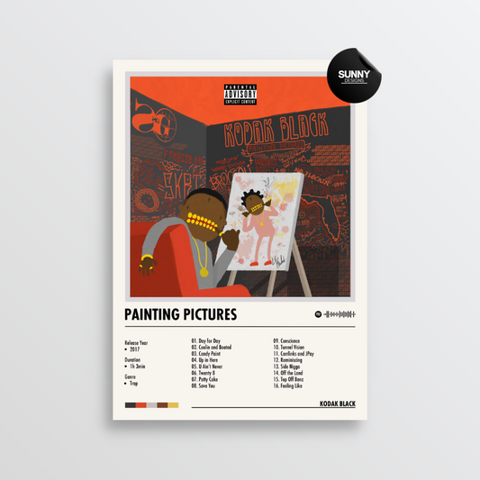 Kodak Black Painting Pictures merch custom album cover poster music poster personalized gifts poster mockup poster template album posters for wall tracklist Sunny Designs Poster
