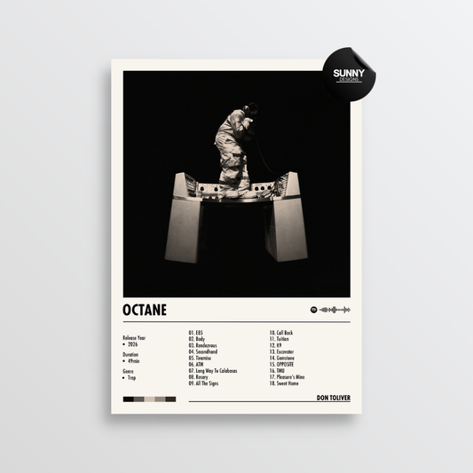 Don Toliver OCTANE tracklist merch custom album cover poster music poster personalized gifts poster mockup poster template album posters for wall Sunny Designs Poster 