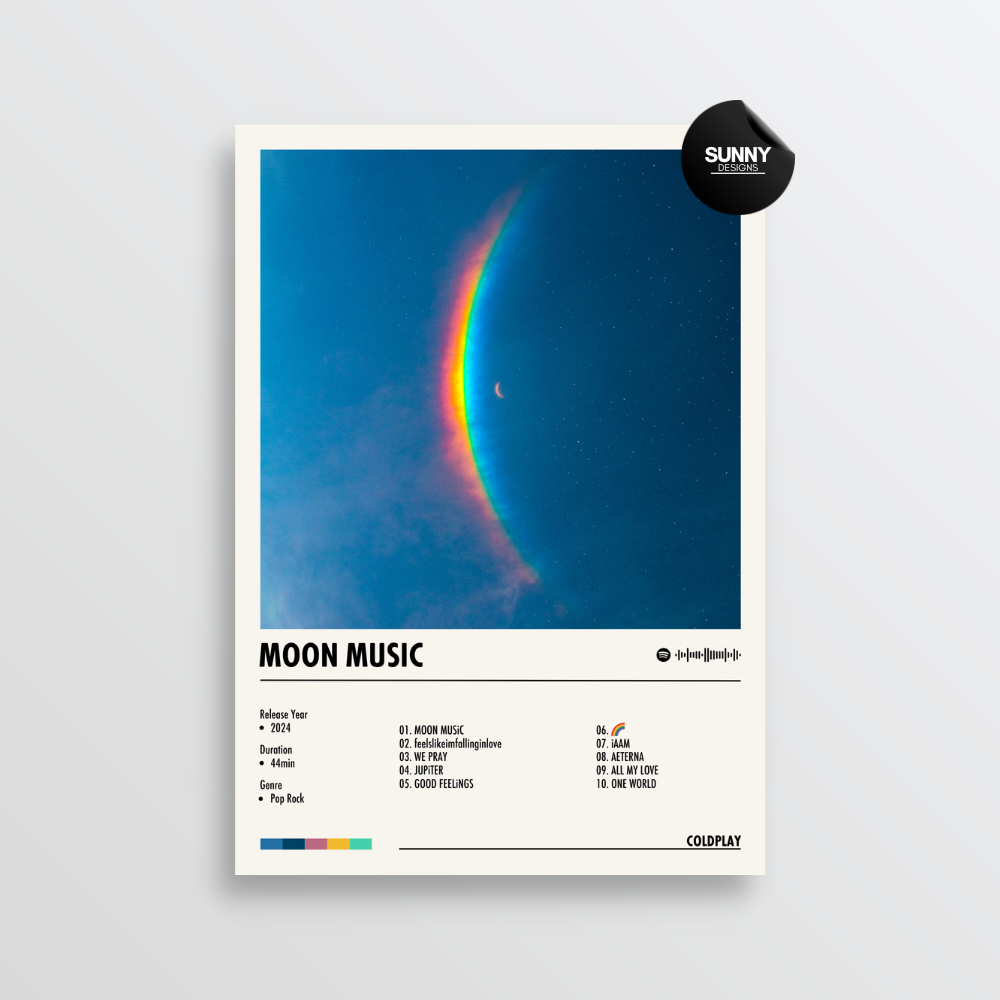 Coldplay Moon Music merch custom album cover poster music poster personalized gifts poster mockup poster template album posters for wall tracklist Sunny Designs Poster
