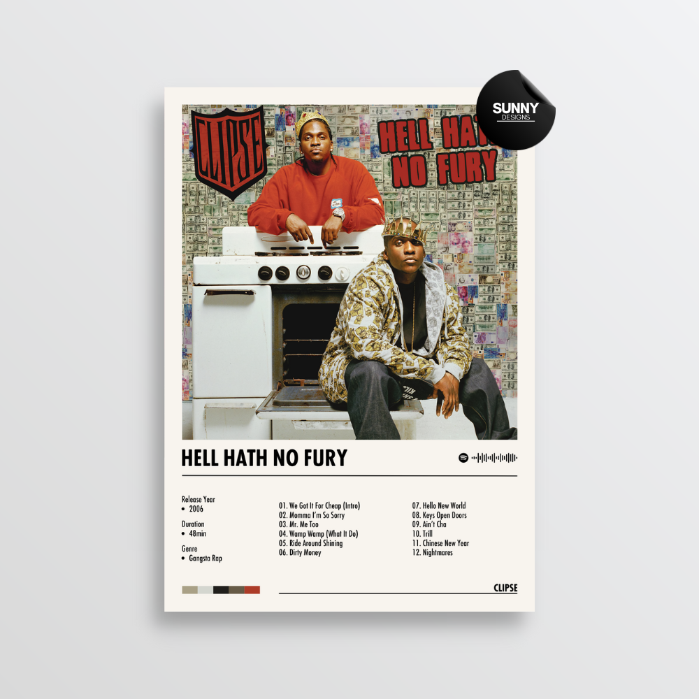 Clipse Hell Hath No Fury merch custom album cover poster music poster personalized gifts poster mockup poster template album posters for wall Sunny Designs Poster 