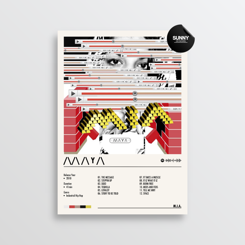 M.I.A. MIA MAYA merch custom album cover poster music poster personalized gifts poster mockup poster template album posters for wall Sunny Designs Poster 