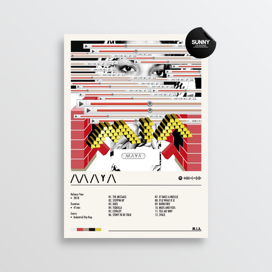 M.I.A. MIA MAYA merch custom album cover poster music poster personalized gifts poster mockup poster template album posters for wall Sunny Designs Poster 