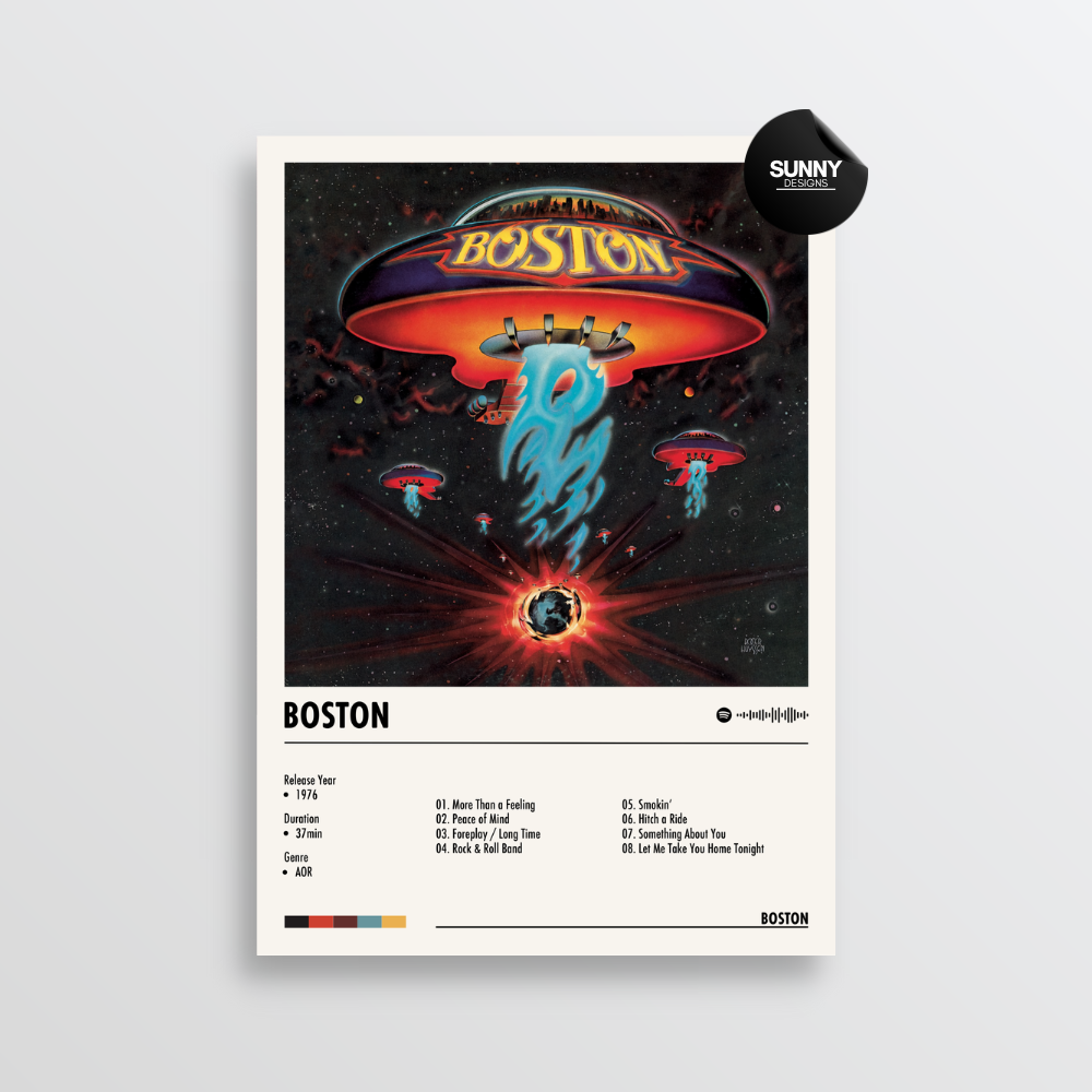 Boston Boston merch custom album cover poster music poster personalized gifts poster mockup poster template album posters for wall Sunny Designs Poster
