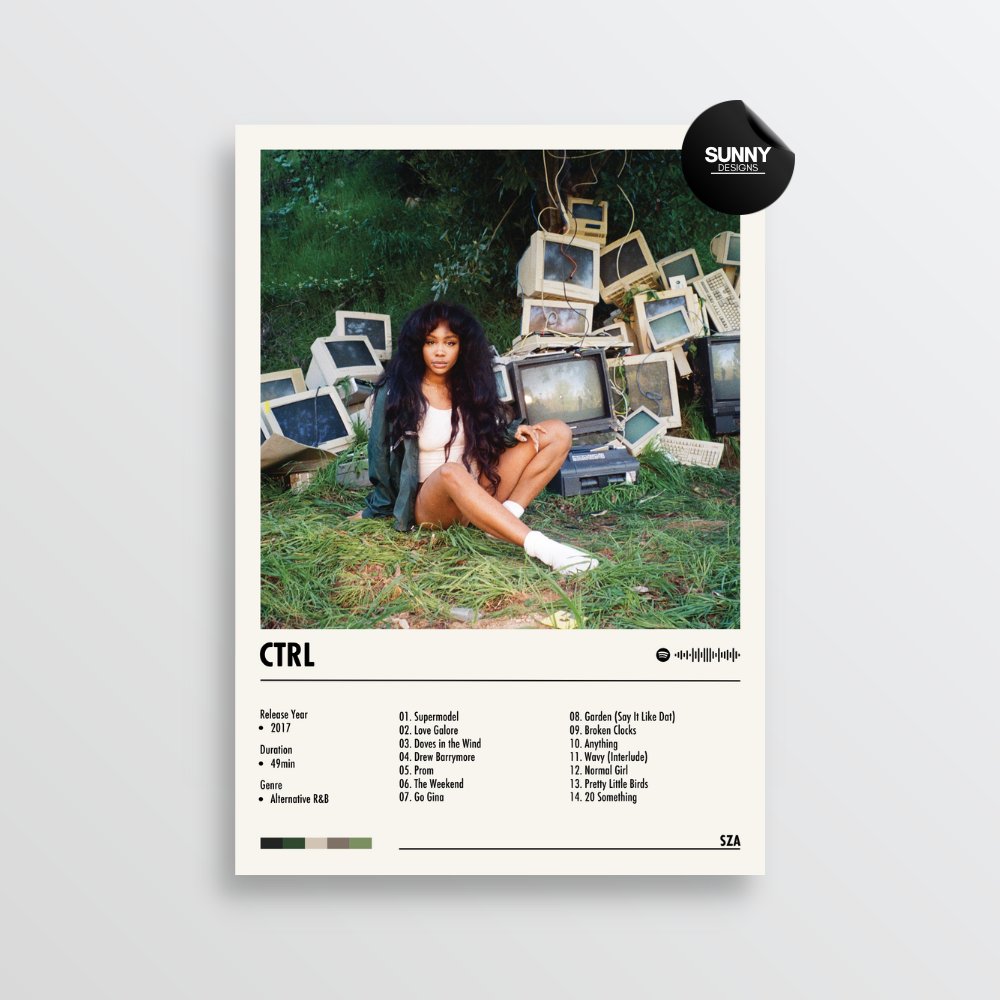 SZA Ctrl merch custom album cover poster music poster personalized gifts poster mockup poster template album posters for wall Sunny Designs Poster 