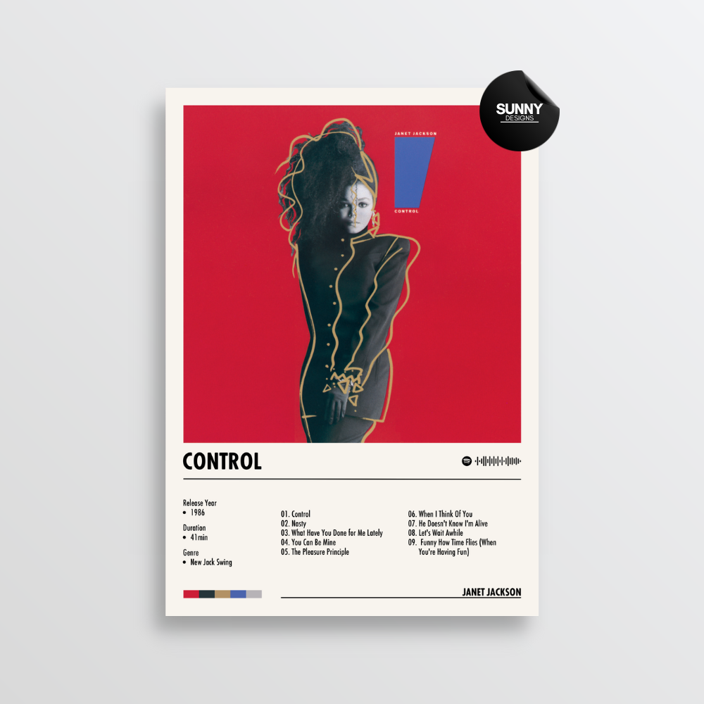 Janet Jackson Control merch custom album cover poster music poster personalized gifts poster mockup poster template album posters for wall Sunny Designs Poster 