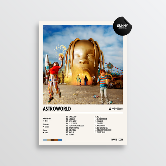 Travis Scott ASTROWORLD merch custom album cover poster music poster personalized gifts poster mockup poster template album posters for wall Sunny Designs Poster 