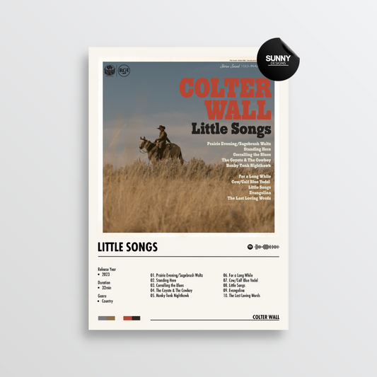 Colter Wall Little Songs merch custom album cover poster music poster personalized gifts poster mockup poster template album posters for wall Sunny Designs Poster
