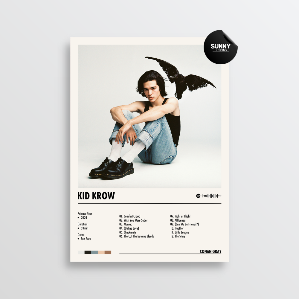 Conan Gray Kid Krow merch custom album cover poster music poster personalized gifts poster mockup poster template album posters for wall Sunny Designs Poster 