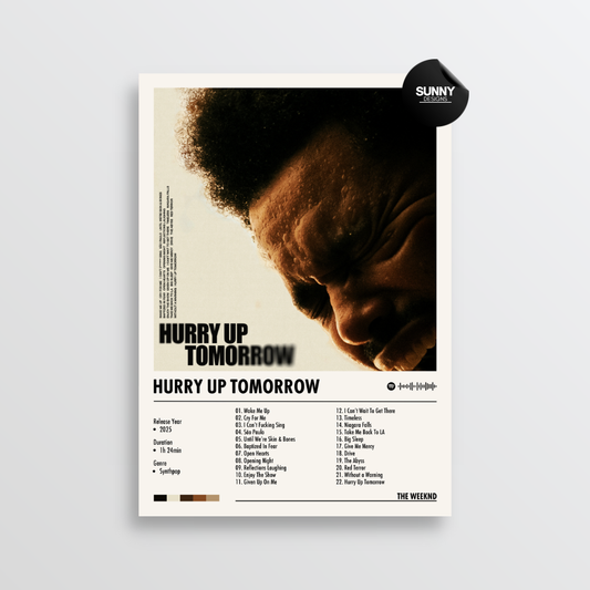 The Weeknd Hurry Up Tomorrow tracklist merch custom album cover poster music poster personalized gifts poster mockup poster template album posters for wall Sunny Designs Poster 