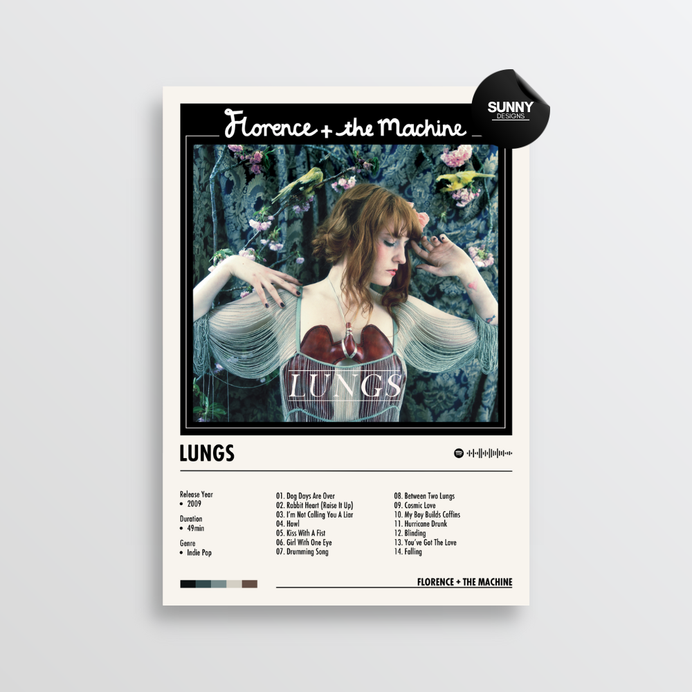 Florence and The Machine  Lungs merch custom album cover poster music poster personalized gifts poster mockup poster template album posters for wall Sunny Designs Poster 