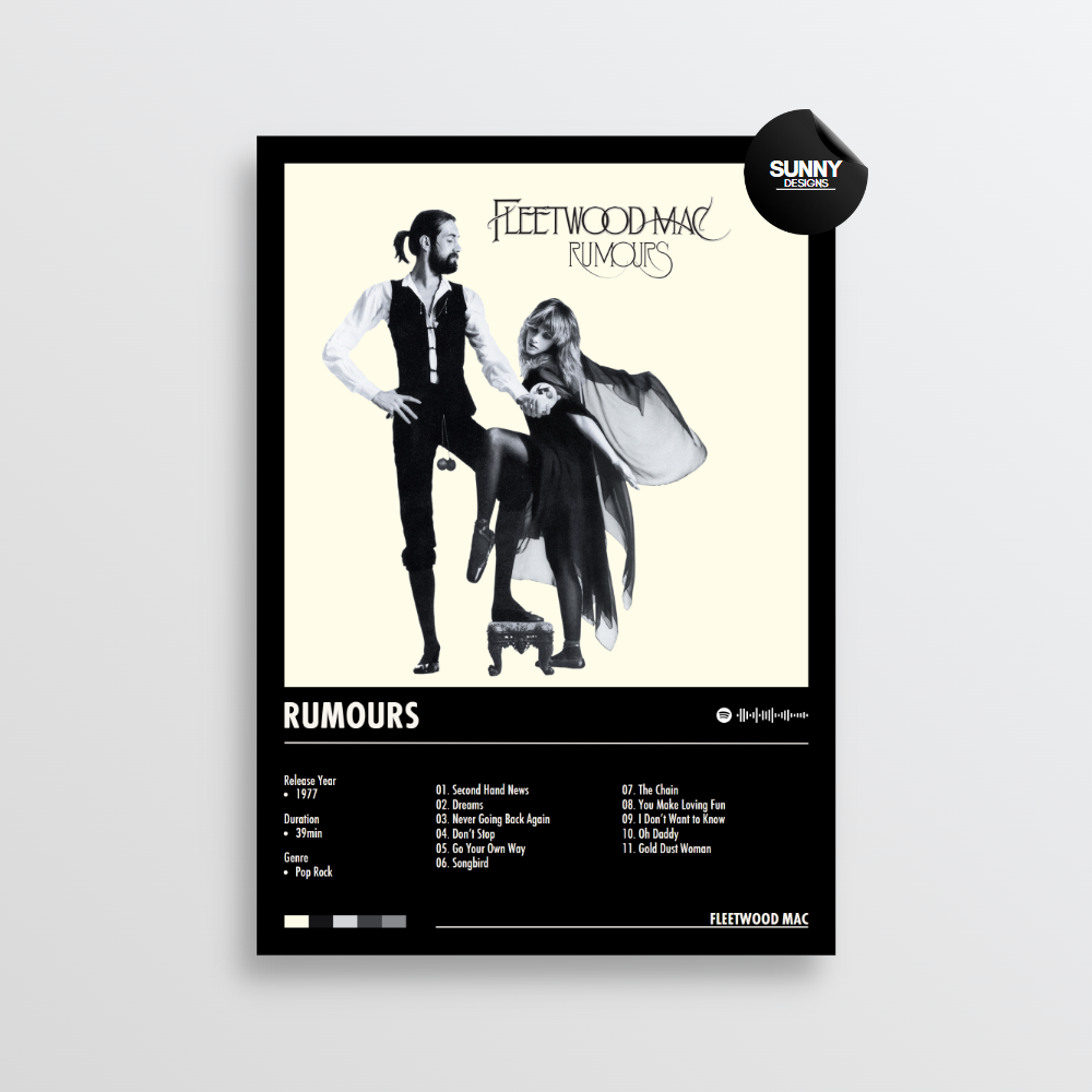 Fleetwood Mac Rumours merch custom album cover poster music poster personalized gifts poster mockup poster template Sunny Designs Poster