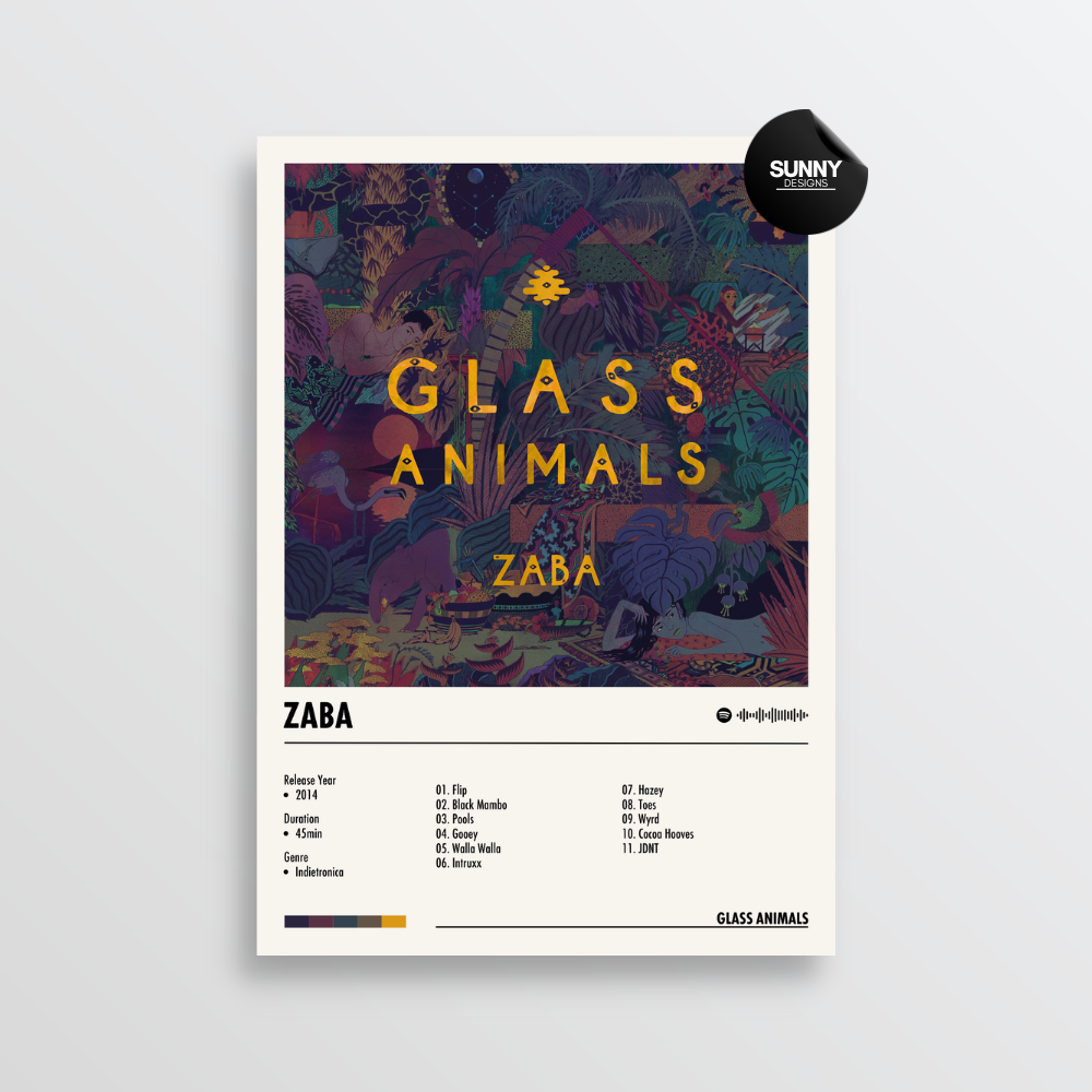 Glass Animals ZABA merch custom album cover poster music poster personalized gifts poster mockup poster template album posters for wall Sunny Designs Poster 