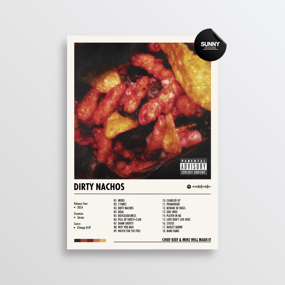 Chief Keef & Mike WiLL Made-It DIRTY NACHOS merch custom album cover poster music poster personalized gifts poster mockup poster template album posters for wall Sunny Designs Poster 