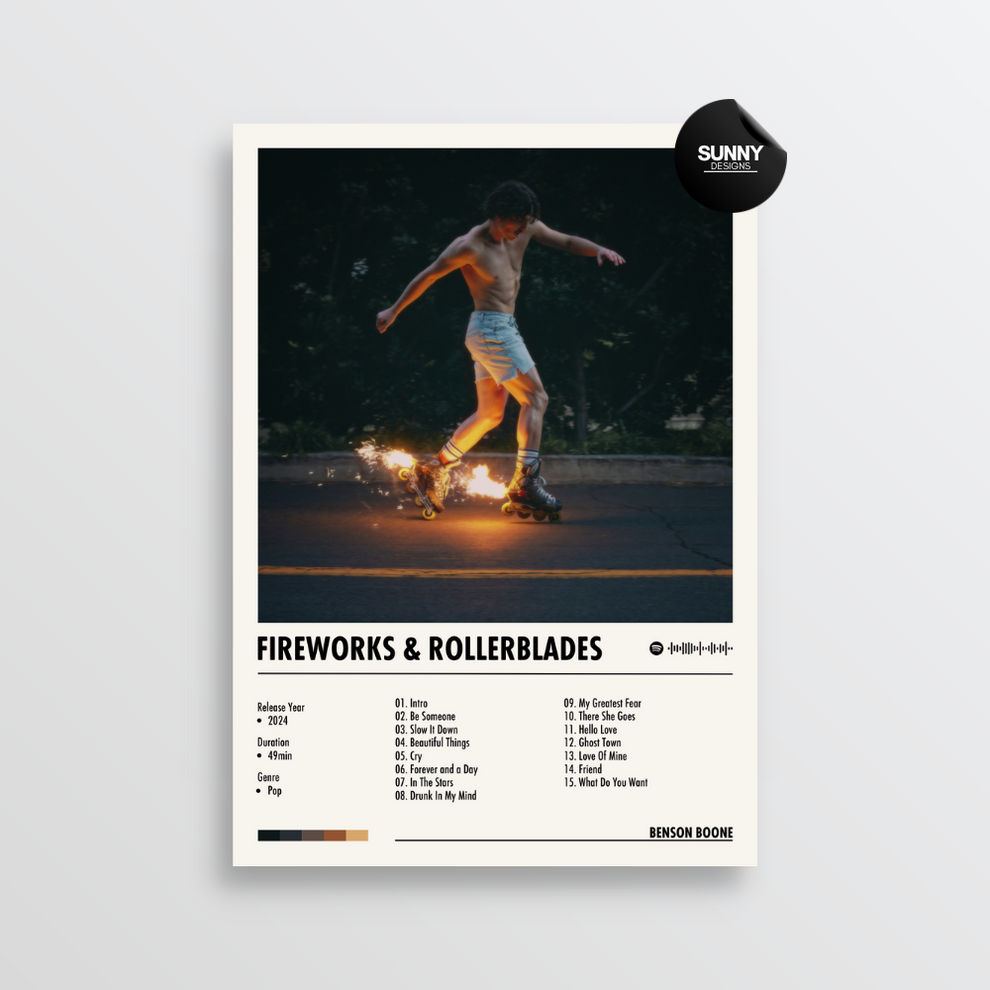 Benson Boone - Fireworks & Rollerblades | Album Cover Poster – Sunny ...