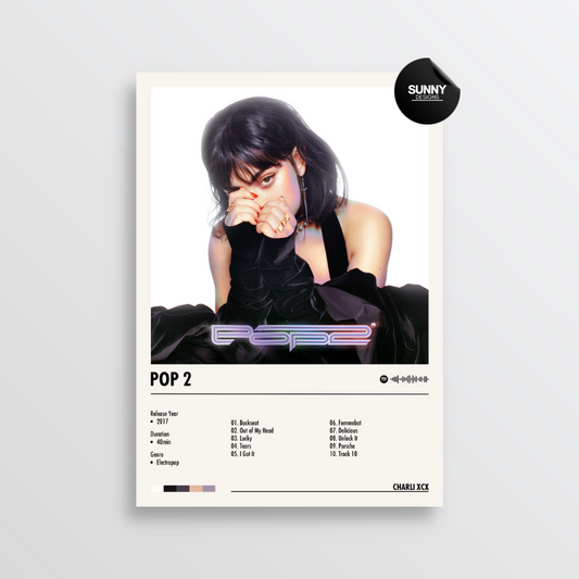 Charli XCX Pop 2 merch custom album cover poster music poster personalized gifts poster mockup poster template album posters for wall Sunny Designs Poster 