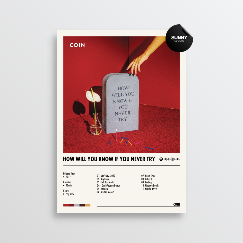 COIN How Will You Know If You Never Try  merch custom album cover poster music poster personalized gifts poster mockup poster template album posters for wall Sunny Designs Poster 