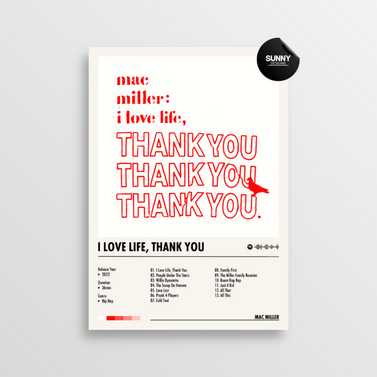 Mac Miller I Love Life Thank You merch custom album cover poster music poster personalized gifts poster mockup poster template album posters for wall Sunny Designs Poster 