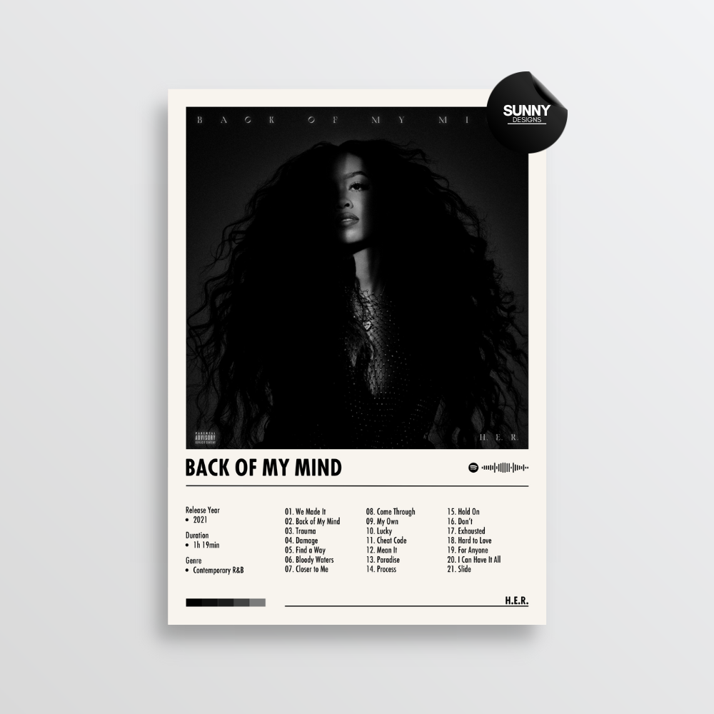 H.E.R. - Back of My Mind | Album Cover Poster – Sunny Designs Posters