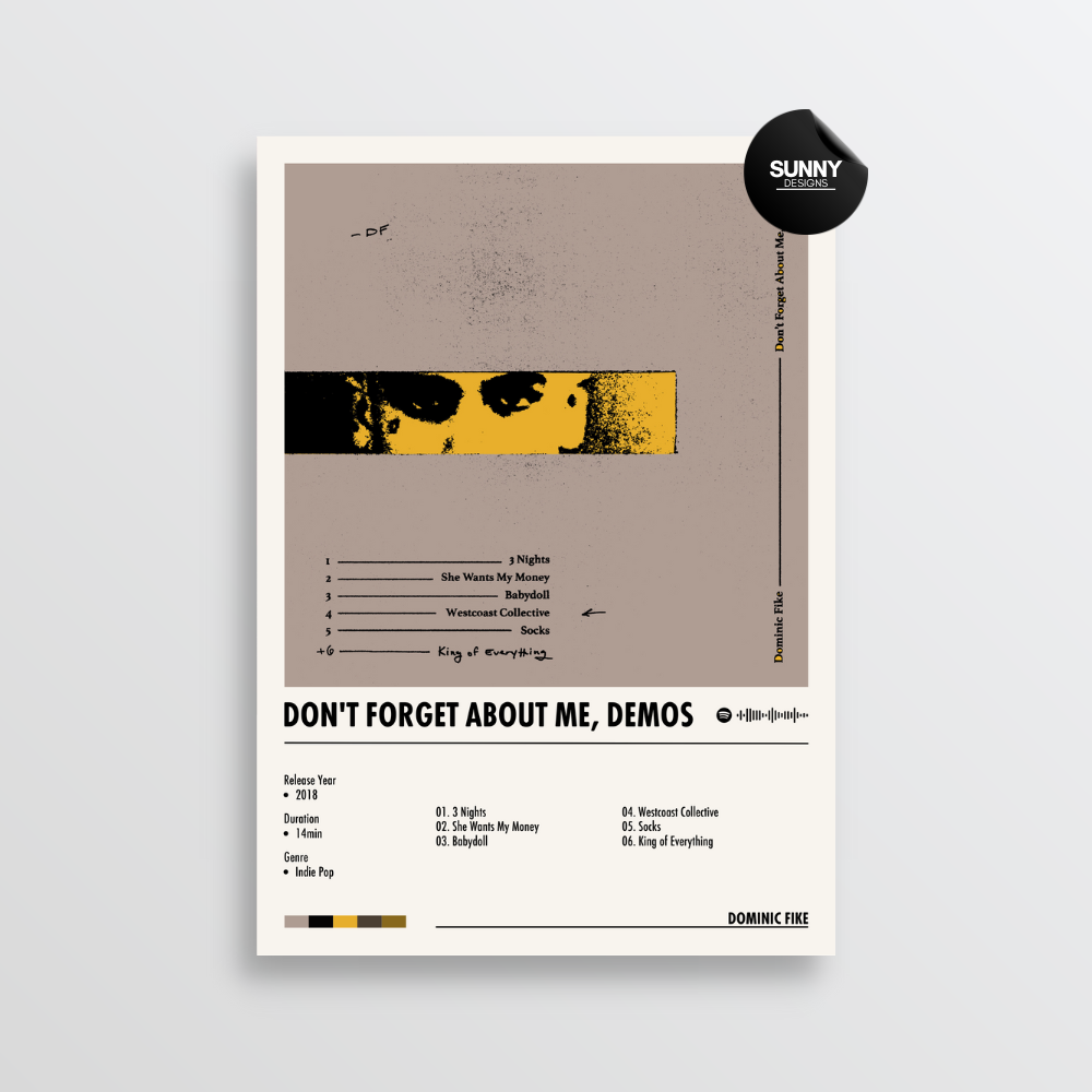 Dominic Fike Don't Forget About Me, Demos merch custom album cover poster music poster personalized gifts poster mockup poster template album posters for wall Sunny Designs Poster 