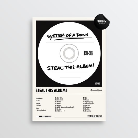 System Of A Down Steal This Album!  merch custom album cover poster music poster personalized gifts poster mockup poster template album posters for wall Sunny Designs Poster
