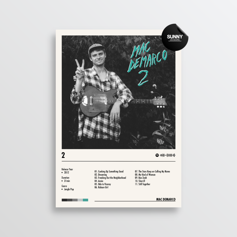 Mac DeMarco 2 merch custom album cover poster music poster personalized gifts poster mockup poster template album posters for wall Sunny Designs Poster 