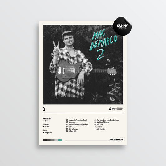 Mac DeMarco 2 merch custom album cover poster music poster personalized gifts poster mockup poster template album posters for wall Sunny Designs Poster 